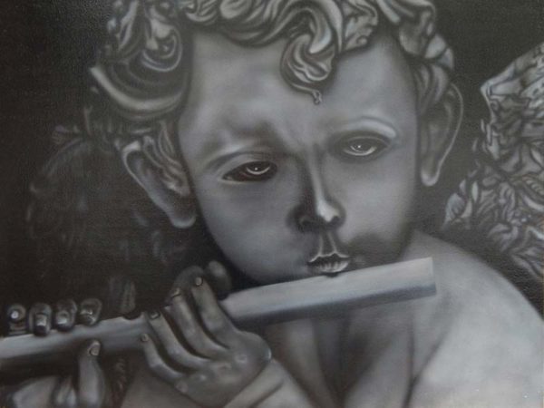 Cherub, Child Angel Playing the Flute