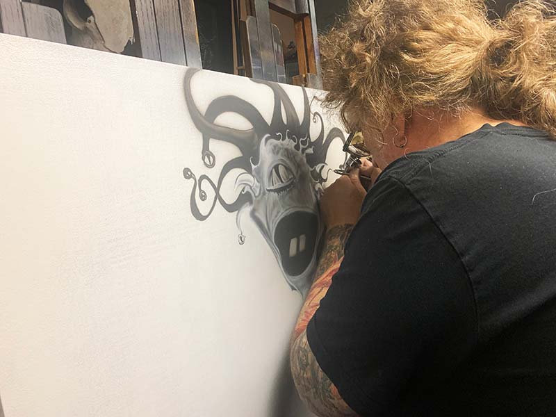 Tony painting "Beholder"